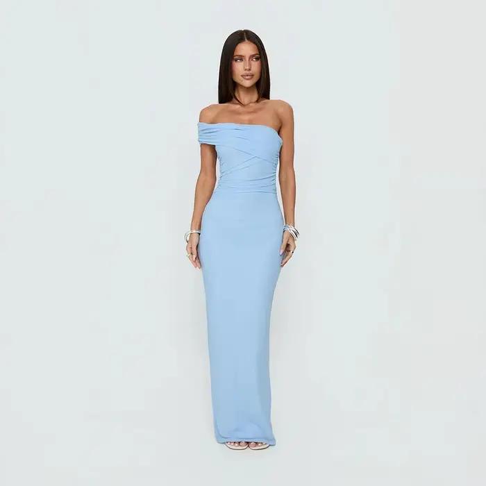 Robes de soirée plissées sans bretelles, élégantes pour femmes, robes de soirée formelles, robes de 