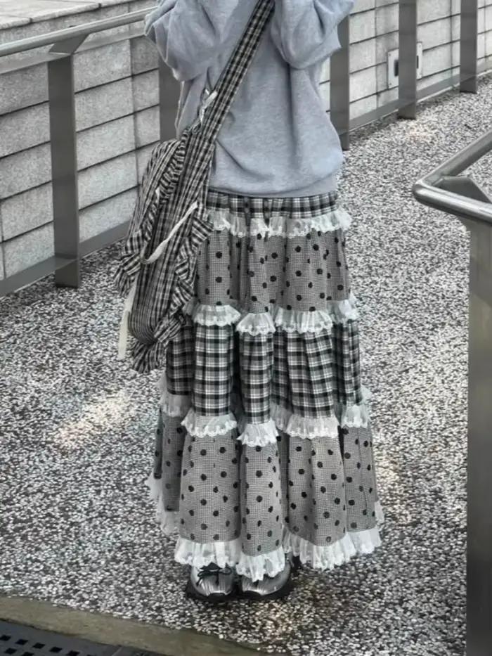 Jupe longue Y2K Subculture pour femme, jupe superposée patchwork style gâteau, esthétique Harajuku A