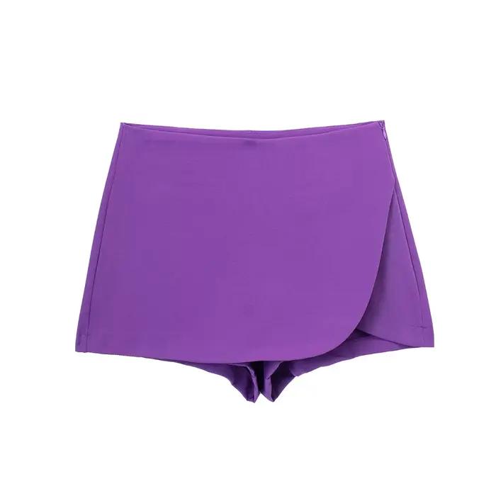 DUOPERI femmes mode plaine asymétrique jupe Style Shorts femme Chic élégant doux dame décontracté ju
