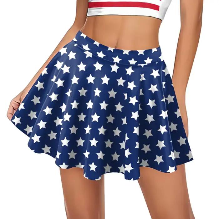 [You're My Secret] Jupe plissée pour femme, imprimé drapeau américain vintage, jupe de majorettes, t