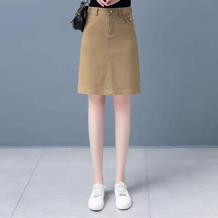 Jupes en jean femme noir Midi taille haute jupe en jean femme luxe élégant vêtements esthétiques ven