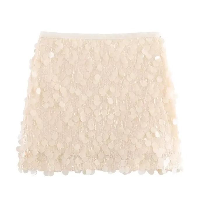 HH femmes été nouvelle mode Sequin Mini jupe mince femme Sexy élégant Banquet fermeture éclair taill
