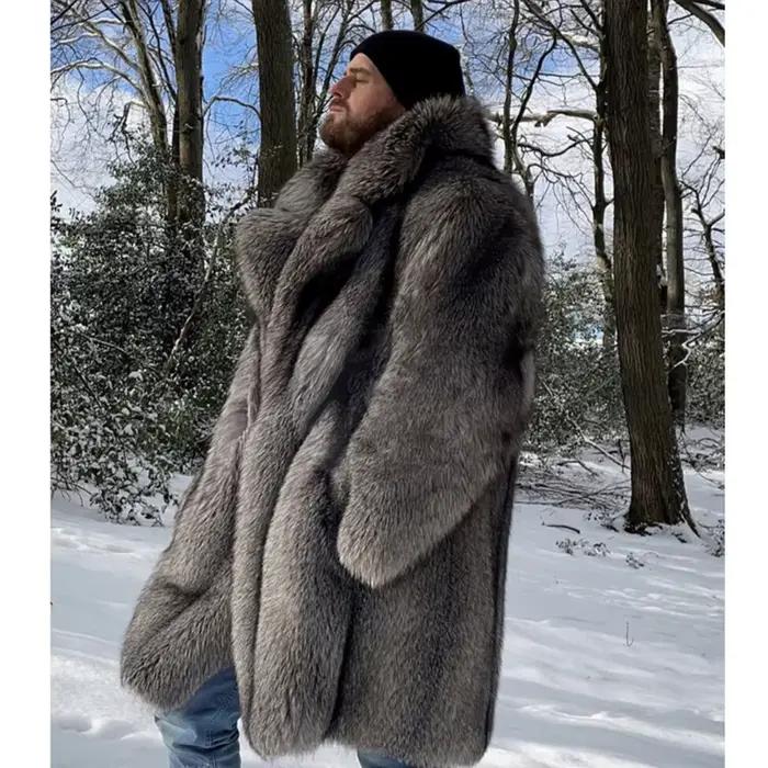 Manteau de fourrure pour hommes manteau long en fourrure de vison grande taille hiver épaissi chaud 