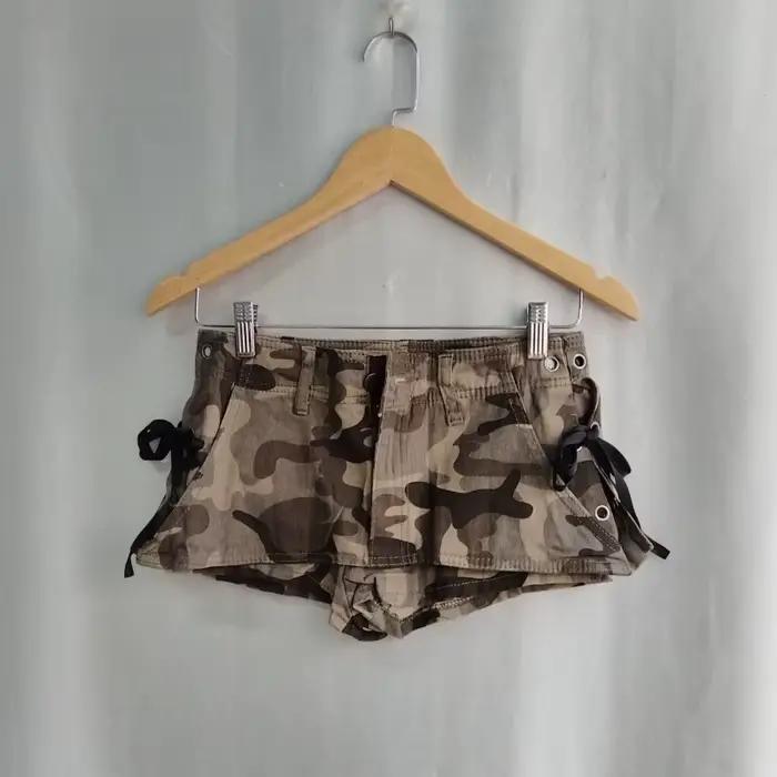 Mini-jupe camouflage Y2K américaine pour femme, sexy, taille basse, moulante, style vintage en jean,