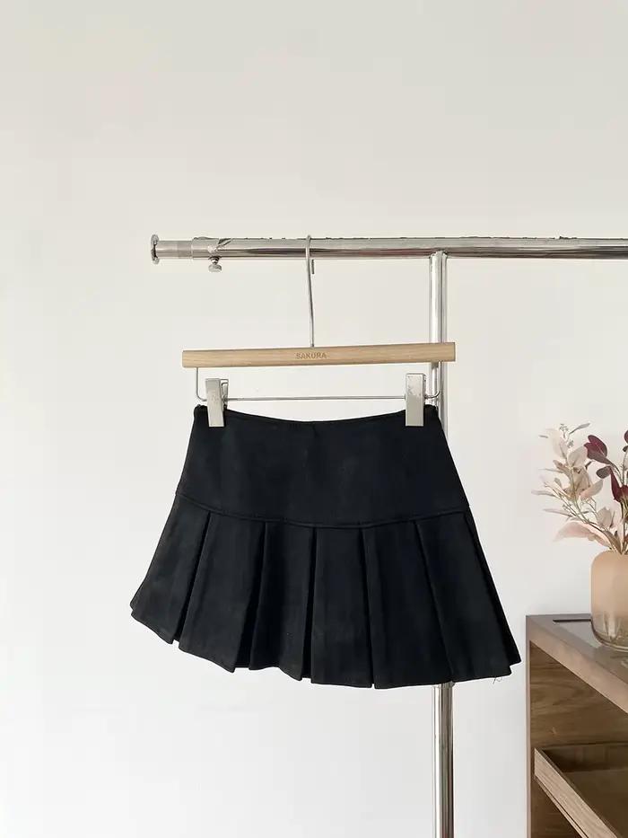 Jupe plissée kaki taille haute pour femme, nouvelle collection coréenne 2026, jupe courte coupe trap