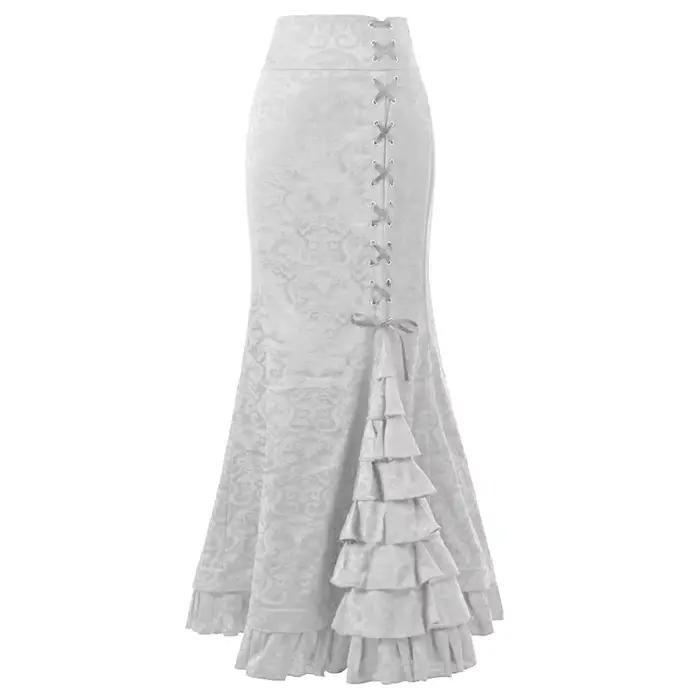 Jupes longues gothiques Vintage pour femmes, Punk, queue de poisson, taille haute, tempérament, vête