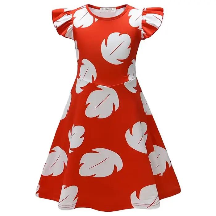Point dessin animé Lilo filles LILO filles jupe manches volantes robe fils fille robes décontractées