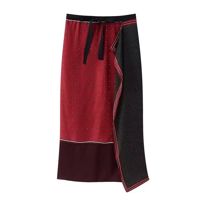 Jupe mi-longue imprimée enveloppante pour femme, style printemps 2026 européen et américain, nouvell