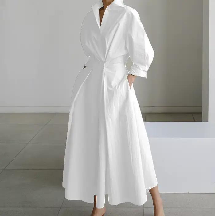 Robe longue taille haute pour femmes, tenue élégante, moulante, couleurs assorties, pour la plage et