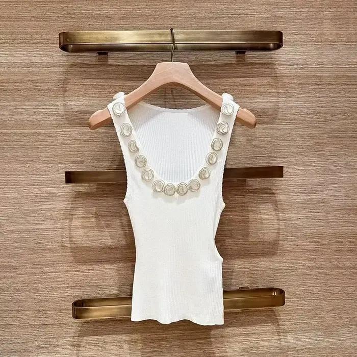 Jupe asymétrique à volants irréguliers pour femme ou gilet en maille ajusté à col en U avec garnitur