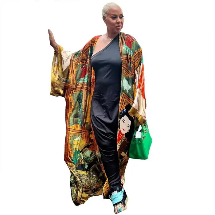 Mode japonais Kimono traditionnel femmes Long Cardigan Blouse chemise Kimono femme robe robes africa