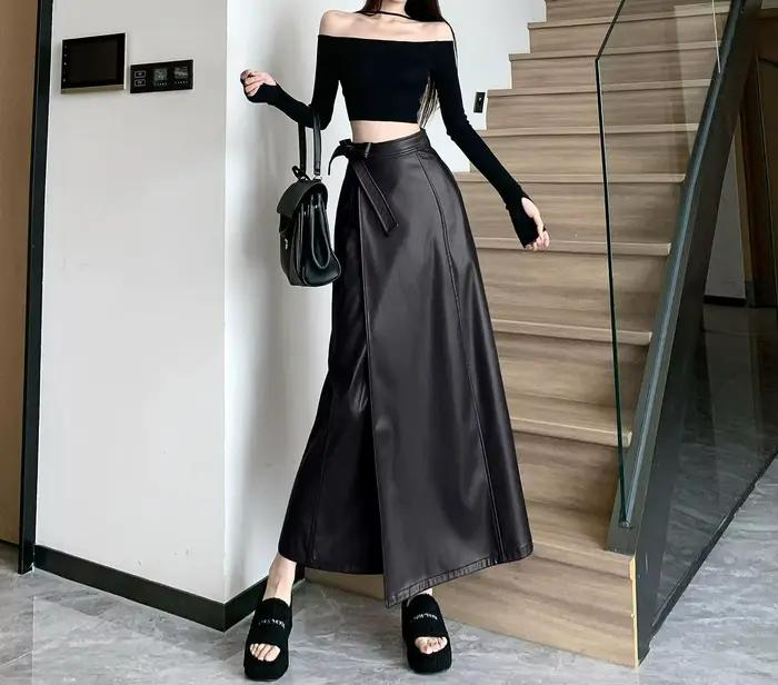Jupe mi-longue avancée pour femmes, nouvelle jupe longue trapèze amincissante, taille haute, à la mo