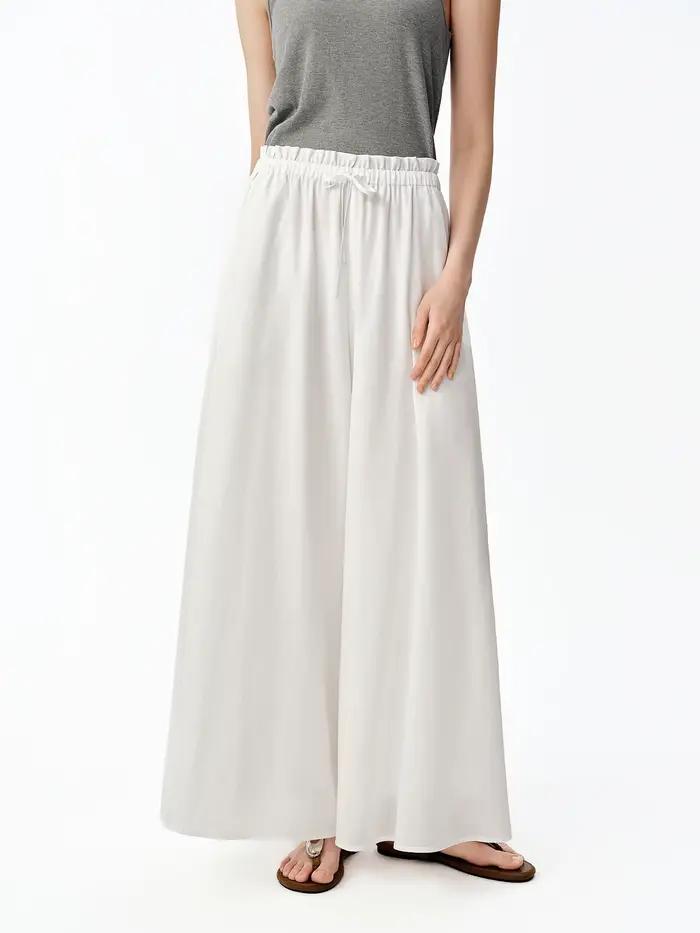 DUSHU – Jupe-culotte décontractée simple pour femme, pantalon large et ample, taille élastique, poly