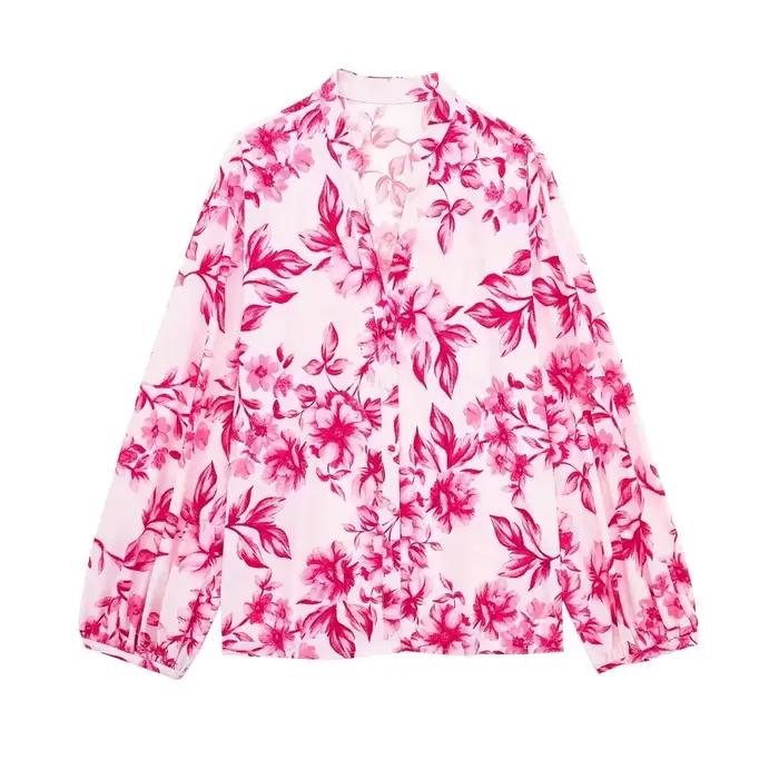 HH – ensemble chemise et jupe imprimé Floral pour femmes, élégant, manches longues, haut, jupes mi-l