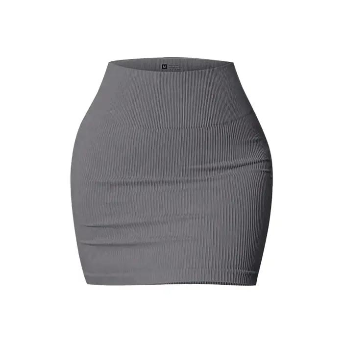 Jupe courte moulante côtelée sans couture taille haute pour femme, extensible, pour le yoga, décontr