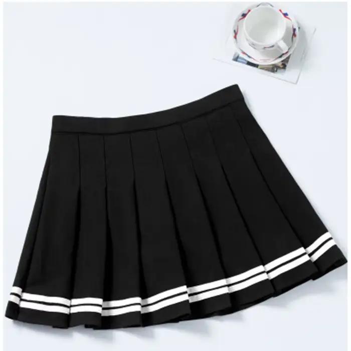 Jupe plissée pour étudiantes, jupe courte, été automne hiver, nouvelle taille élastique, Pull rayé, 