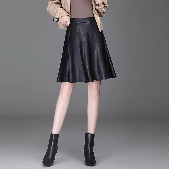 ZUZK femmes Pu cuir jupe courte printemps automne dame taille haute tout-Match jupe élégante bureau 