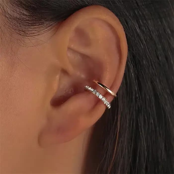 Mode exquise strass décor oreille manchette boucle d'oreille pour femme oreille 2025 été nouveauté n