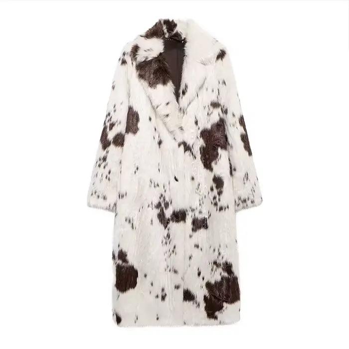 Manteaux longs en fausse fourrure pour femmes, vestes à col rabattu, épais et chaud, Streetwear Y2k,