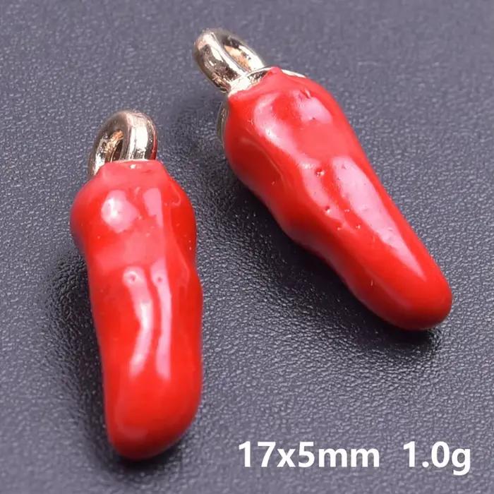 Breloques en forme de piment tridimensionnel, 10 pièces/lot, pour la fabrication de bijoux, fournitu