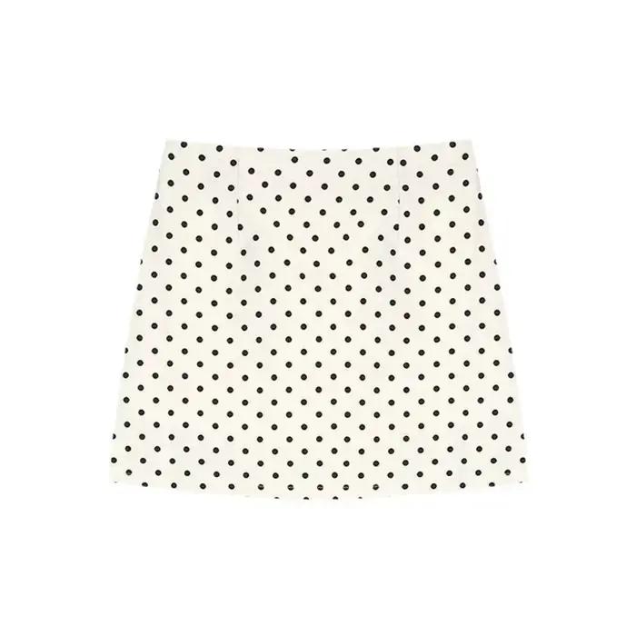 Mode XS/S/M/L/XL demi-corps jupe taille haute minceur a-ligne jupe courte à pois noir blanc moulante
