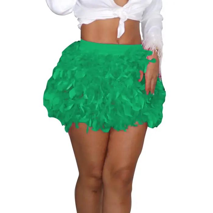 Mini jupe en plumes moelleuses pour femmes, jupes courtes à taille élastique Harajuku, robe de Rhde 