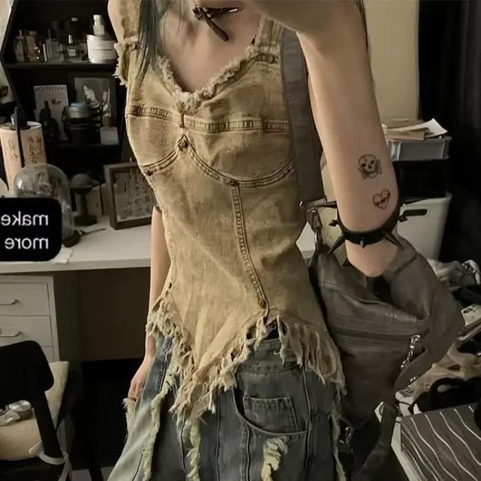 Harajuku femmes vêtements tunique Sexy réservoirs col en v sans manches Camis 2026 Ropa Mujer mode d