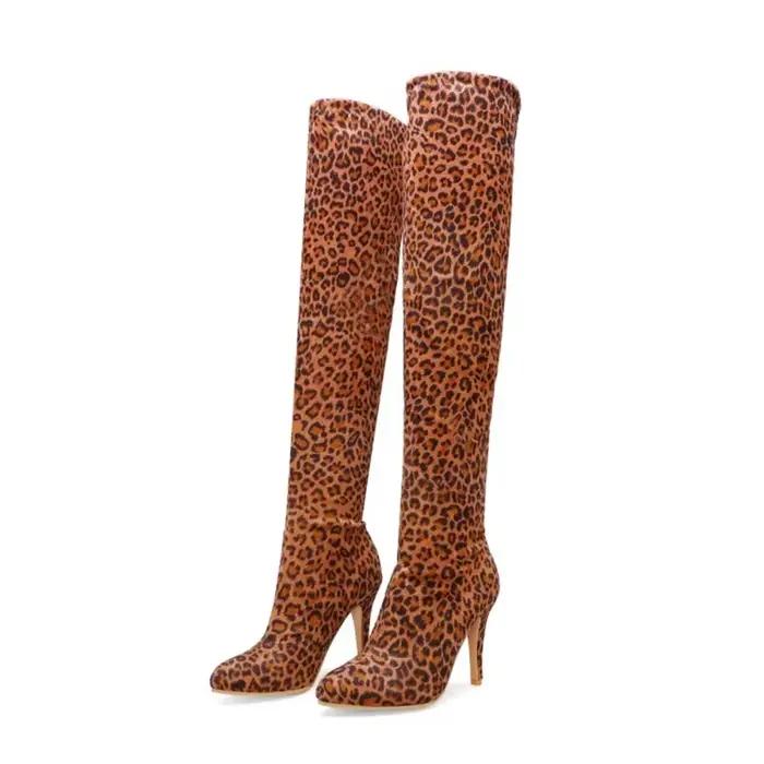 Cuissardes hautes femmes mode Sexy automne hiver talons hauts fins belle jambe petite tête ronde mot