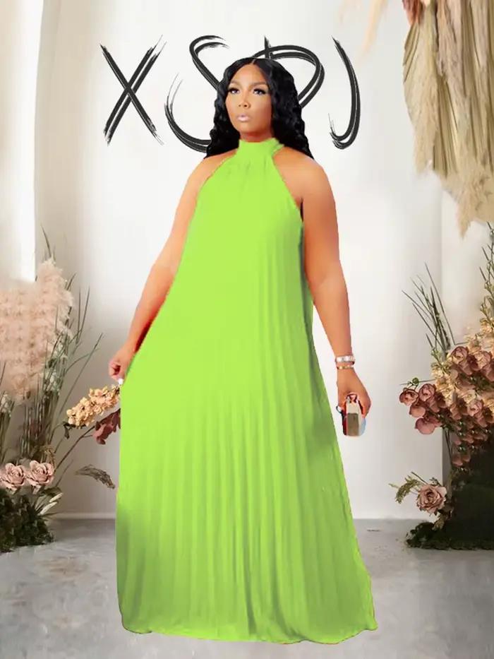 Robe longue plissée en mousseline de soie pour femme, robe de soirée élégante, grande taille, robe l