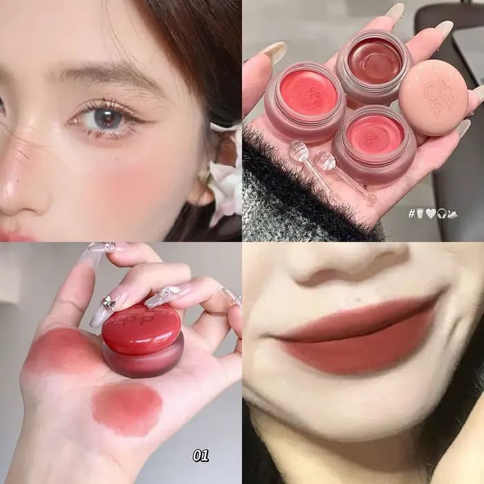 Rouge à lèvres imperméable à l'eau, argile de boue, blush polyvalent, maquillage longue durée, tasse