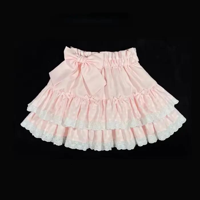 Jupe plissée à volants en dentelle pour femmes, jupe d'été Sweet Lolita Cake, Kawai, Japon, élégante