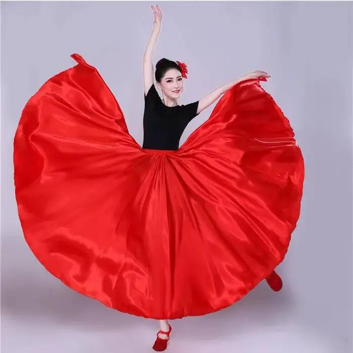 Jupe de flamenco pour femme, jupe de danse espagnole, jupe longue de danse du ventre, jupe à grande 