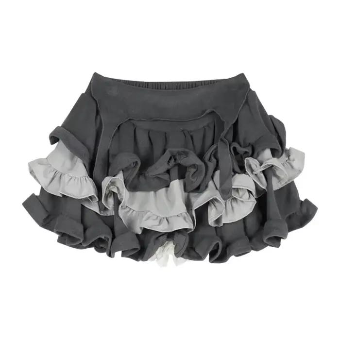 Gâteau bouffant jupes femmes conçu Hotsweet fille a-ligne gris Baggy mignon plis tout-match Mini Y2k