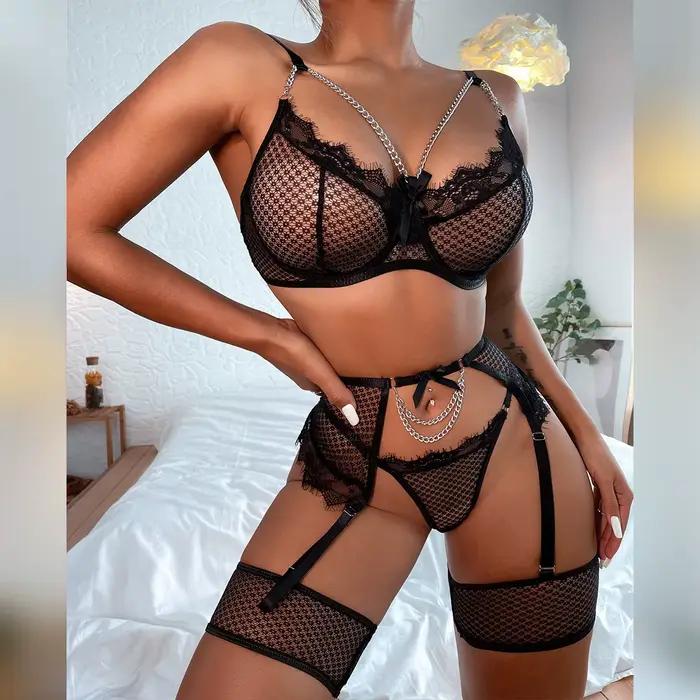 Lingerie sous-vêtements soutiens-gorge ensembles dentelle jarretière Lingerie femmes intimes 2024 so
