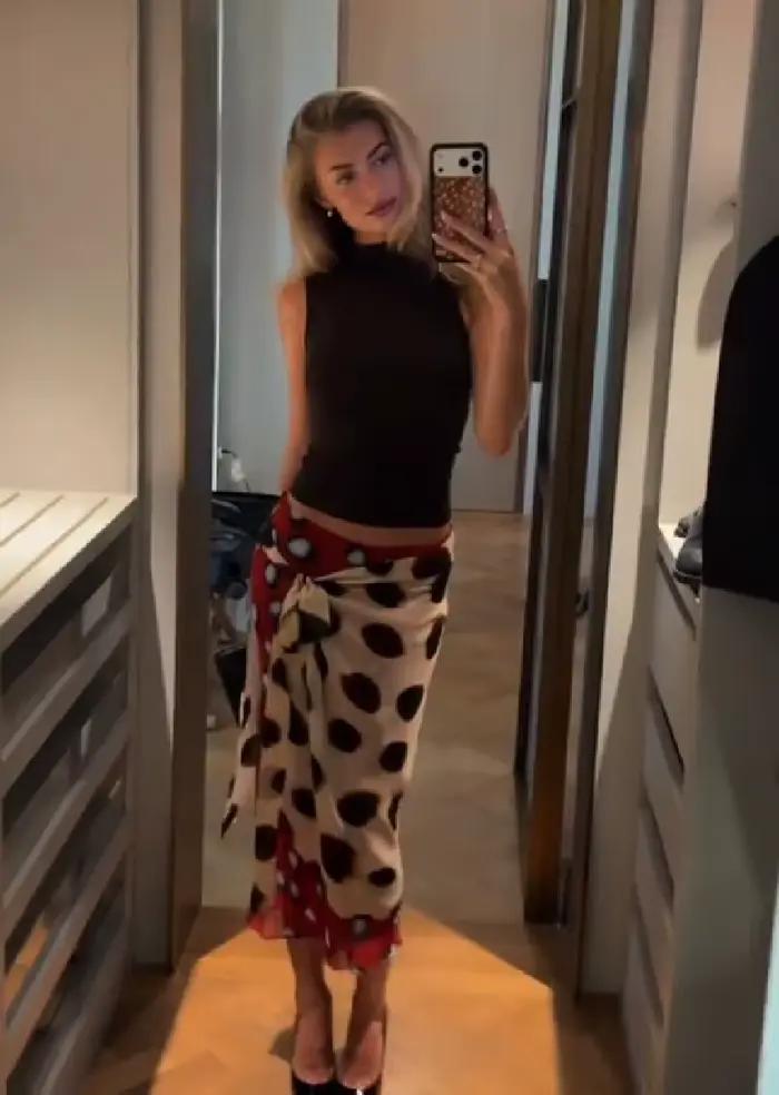 Jupe midi bohème à pois pour femme, chic, à ourlet irrégulier, en mousseline superposée, taille haut