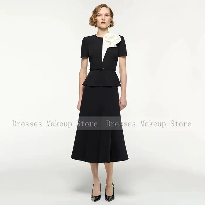 Robe de soirée personnalisée pour invitées de mariage, 2 pièces, manches courtes, robes modernes pou