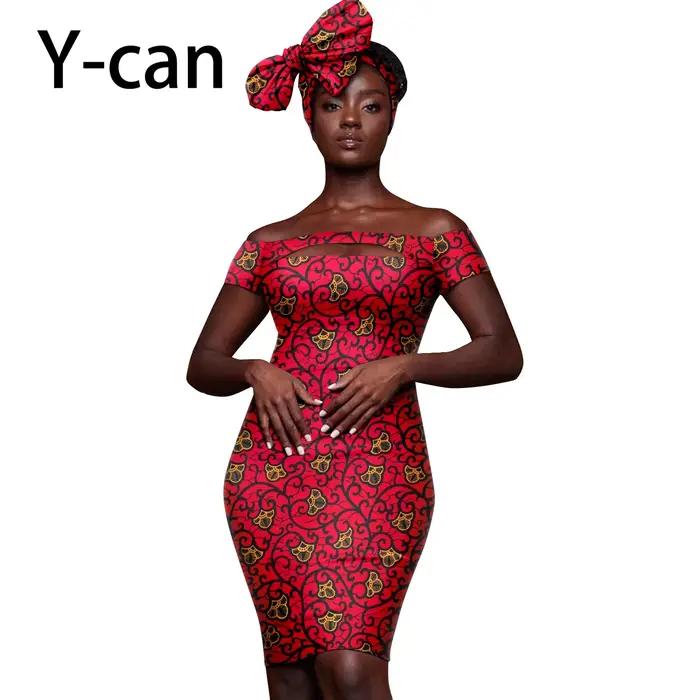 Mini jupe africaine pour femmes, mode sexy, imprimé Dashiki Ankara, mince, robe off-initié avec nœud