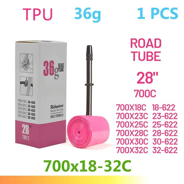 Chambre à air de vélo RideNow en TPU 700C 700x18 23 25 28 32 35 37 40 47C pour pneus de vélo de rout