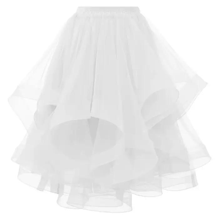 Mode Tulle jupe printemps été femmes irrégulière mi-longue maille a-ligne jupe femmes solide doux fê