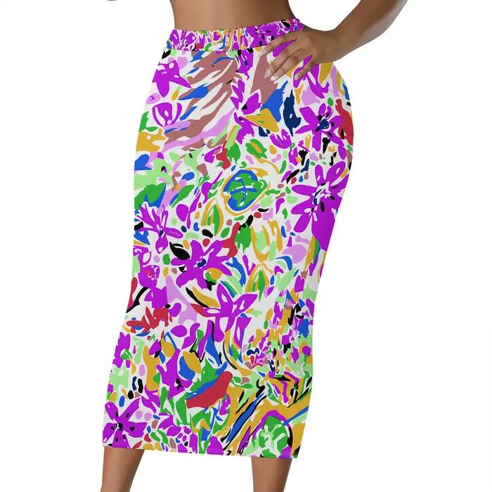 Jupe à imprimé floral rose, jupe midi à motif zèbre, jupe crayon à motif chaîne, tenue de bureau, ro
