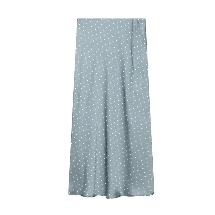Jupes longues à pois pour femme, jupe midi superposée en satin, jupe plissée d'été pour femme, jupe 