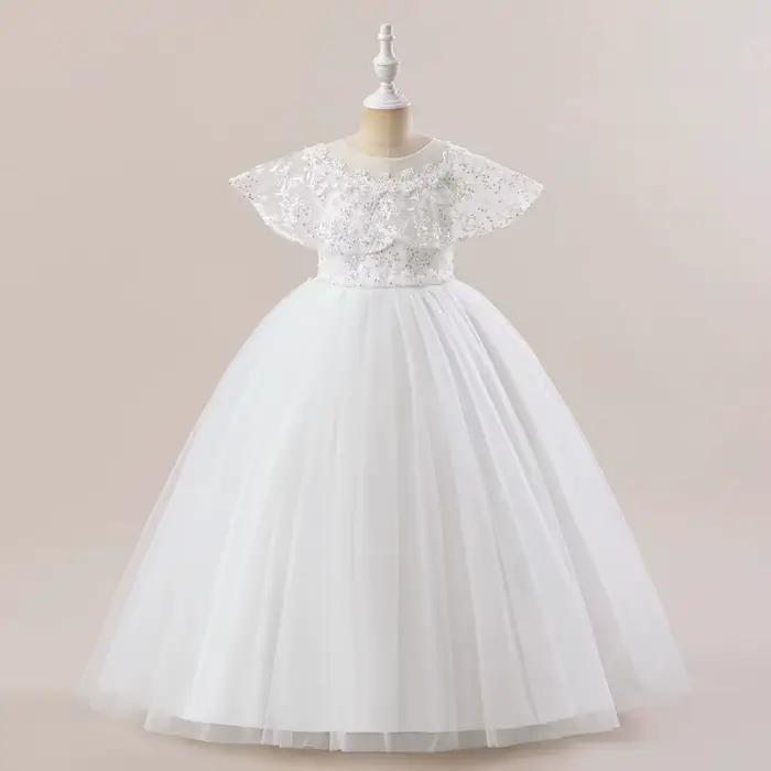 Robes longues de demoiselle d'honneur blanches élégantes pour filles, robe de mariée, robes de fête 
