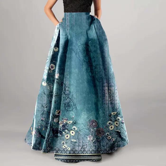 Jupes à poches taille haute pour femmes, mode bohème, imprimé Floral, Maxi, fête, plage, longue, vêt
