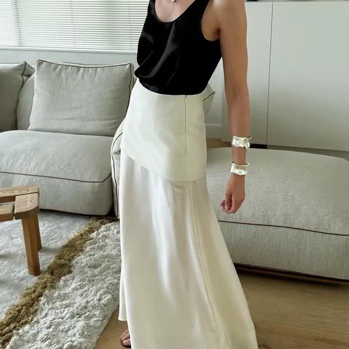 Jupe trapèze taille haute en satin 2025 - Un design qui corbe l'élégance à la mode