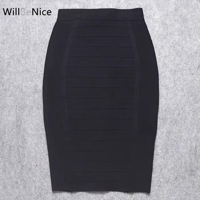 WillBeNice-Jupe crayon élastique pour femme, longueur aux genoux, sexy, slim, pour bureau, été