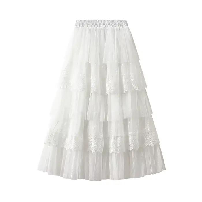 Jupe gâteau de sable amincissante taille haute pour femmes, demi-jupe, gaze de sensation haut de gam