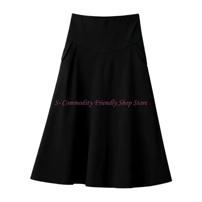 Jupe maternité à taille extensible, tissu en coton respirant pour les femmes enceintes par temps fro