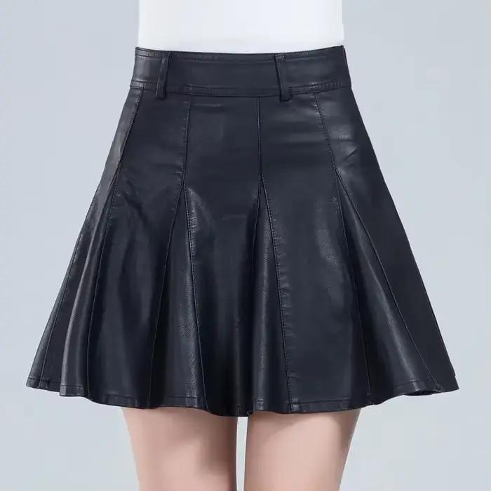 Jupe Mini en cuir véritable pour femme, élégante, grande taille, nouvelle mode coréenne, taille haut