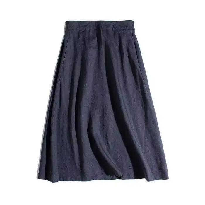 Jupes de base en coton et lin pour femmes, printemps, été, mode, bonne qualité, simple, solide, docu