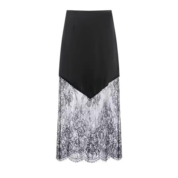 HH été dentelle jupes pour femmes élégant mode Patchwork taille haute mince dentelle Maxi jupes Sexy